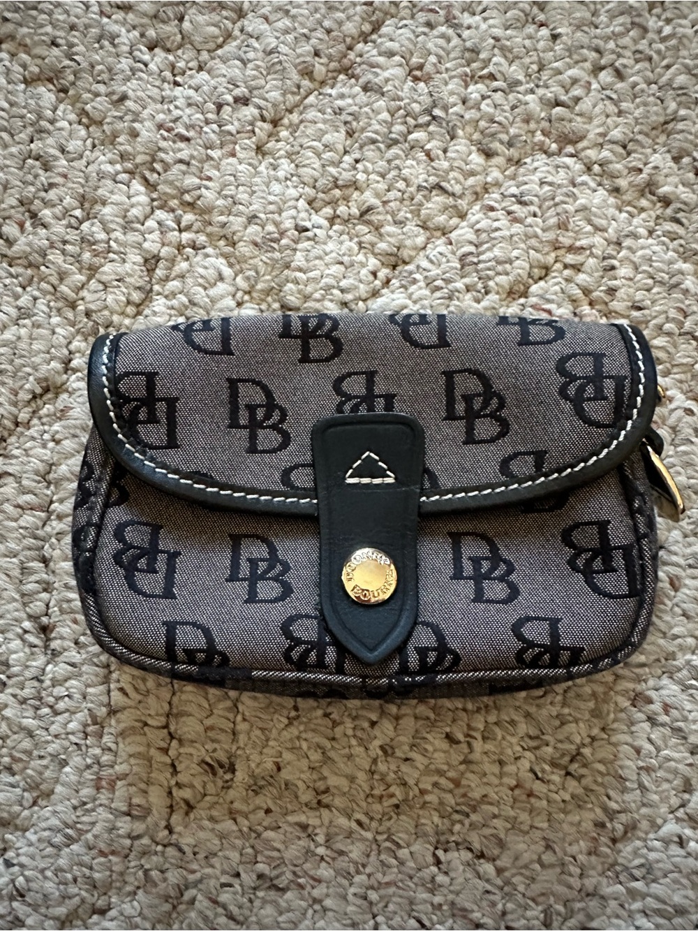 Dooney & Bourke Canvas Logo Wristlet with Black Trim